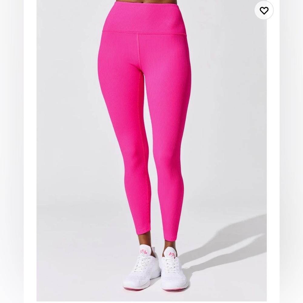 Carbon38 7/8th Pink Ribbed Leggings